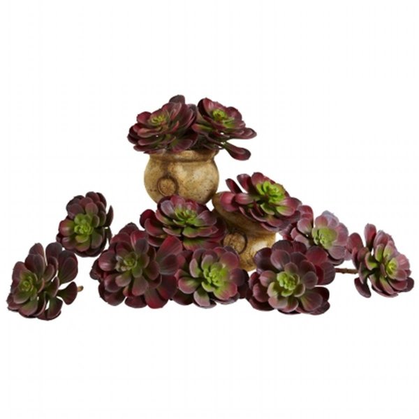 Nearly Natural 6 in. Echeveria Succulent Plant, Burgundy - Set of 12, 12PK 6105-BG-S12